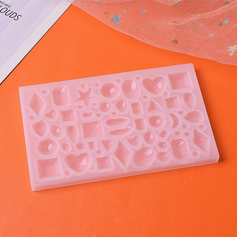 Diy espelho jóias de cristal resina epóxi molde amor geometria lua variedade gemstone pingente molde