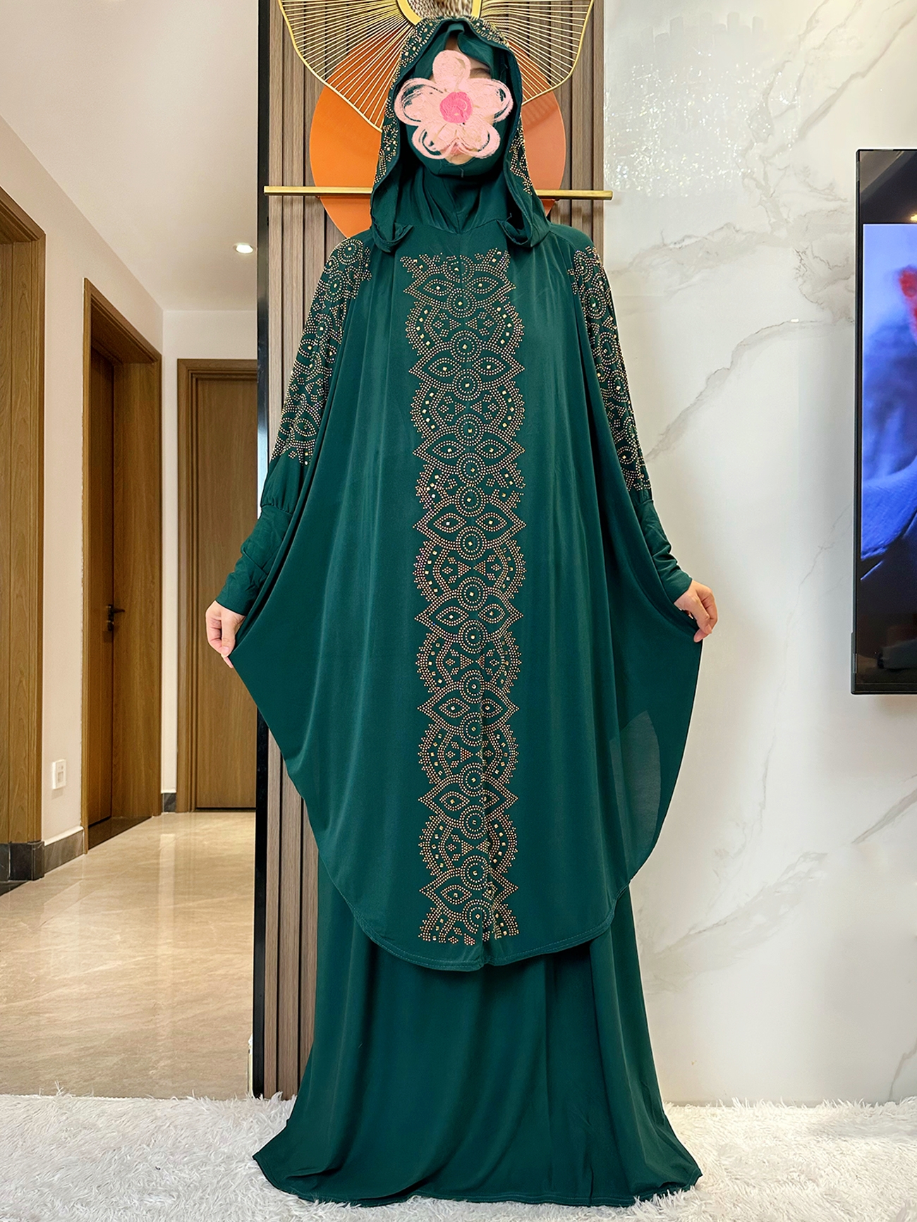 Novo dubai ramadan muçulmano conjunto de oração feminino com capuz hijab com saia longa turquia-africano dubai islam senhora pano kaftan abaya
