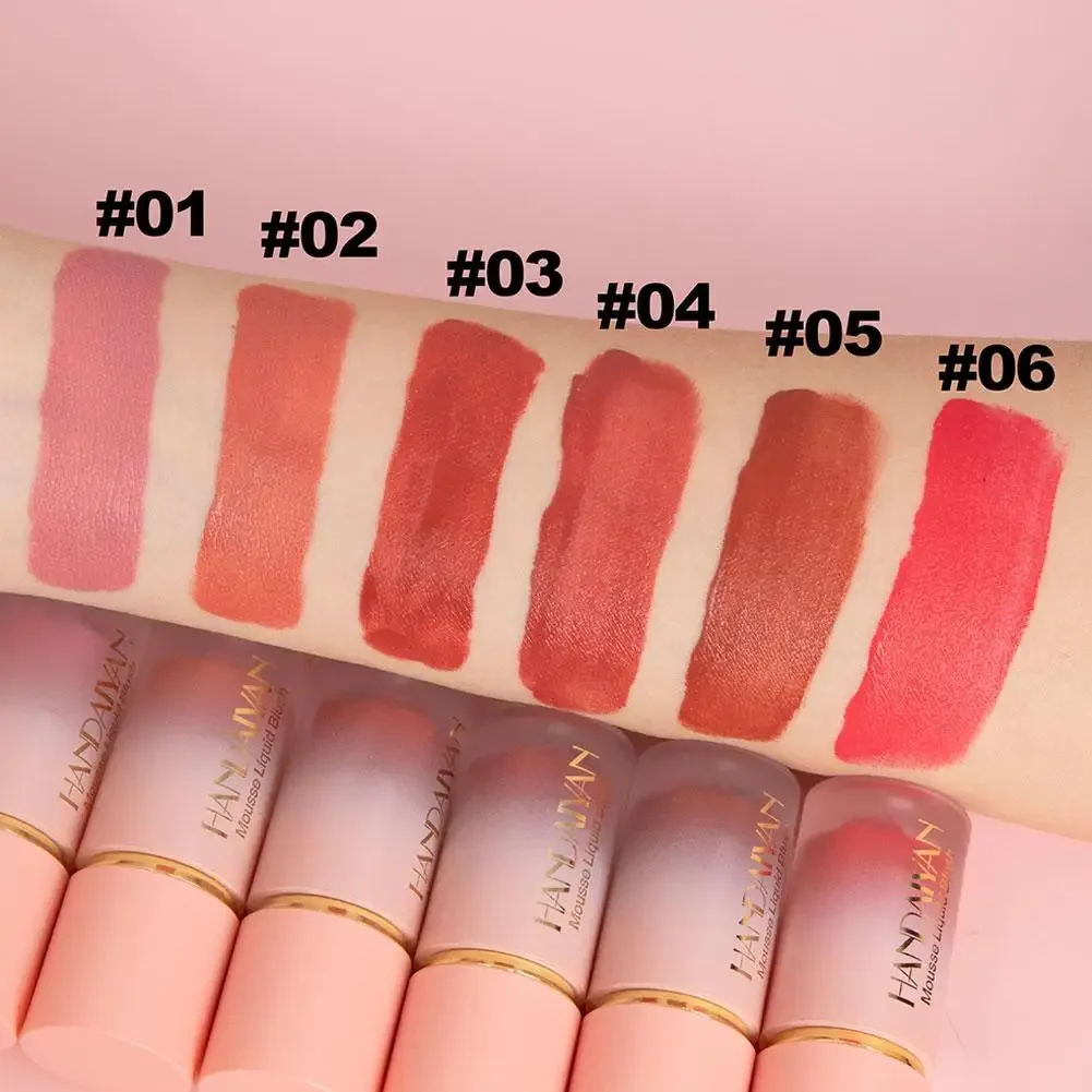 Handaiyan Matte Glitter Face Liquid Blusher Smooth Cheek Eye Mousse Blush Highlighter Stick Rouge Waterproof Contour Makeup