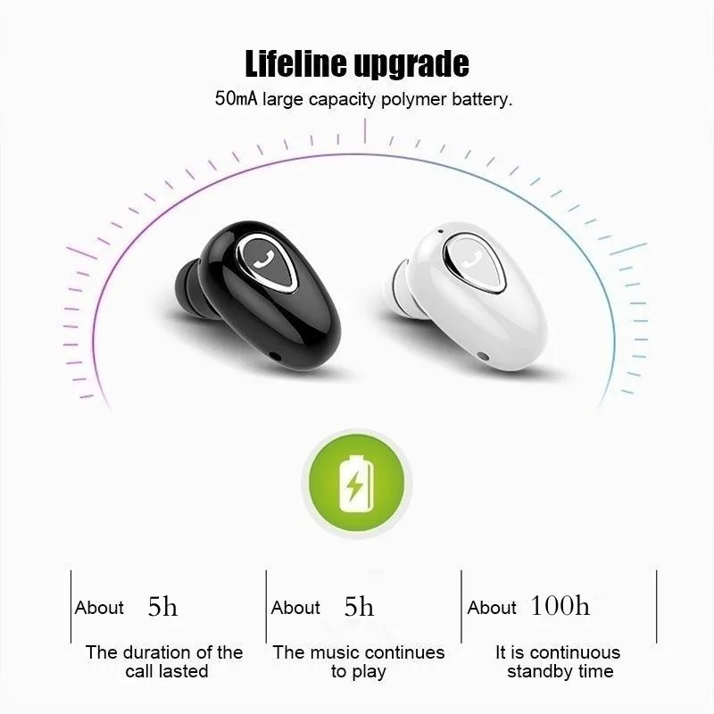 Mini auriculares invisibles Bluetooth 5,0, auriculares inalámbricos manos libres, auriculares intrauditivos deportivos, auriculares HiFi para juegos de música con micrófono
