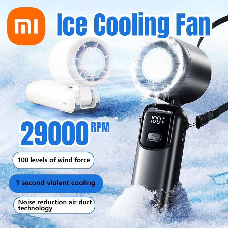 Ручной вентилятор Xiaomi с ледяным охлаждением, 100-скоростной турбо-портативный USB-настольный вентилятор, складной/подвесной для улицы, быстрое охлаждение льда, компресс, новинка