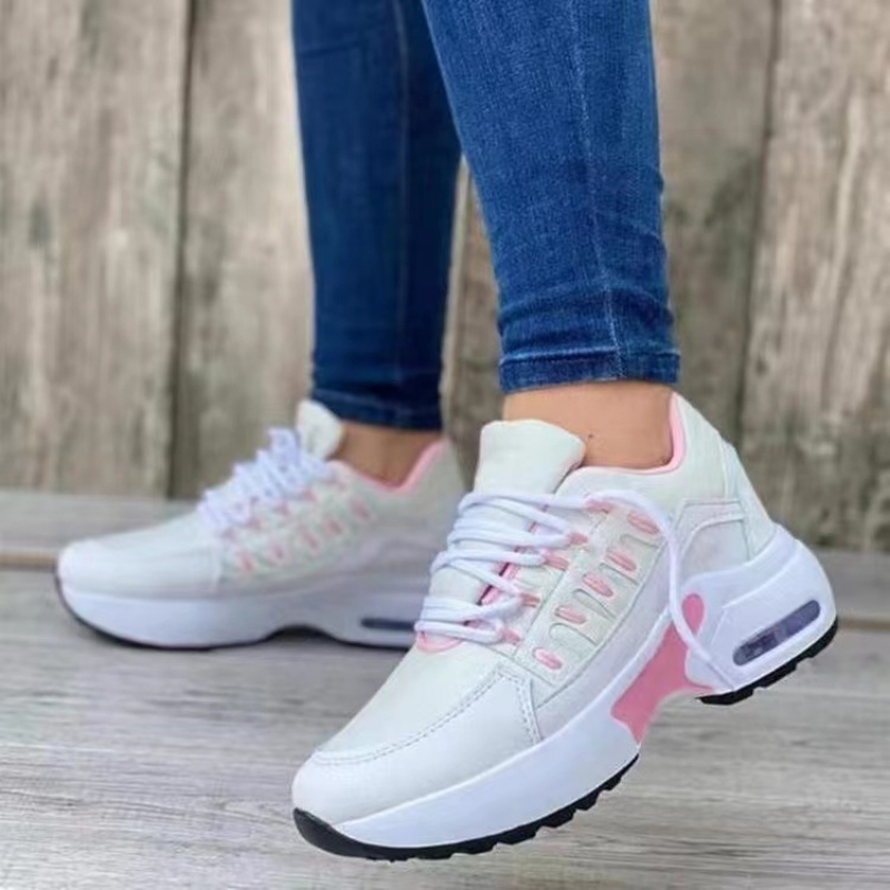 Zapatillas de deporte informales con plataforma vulcanizada para mujer, zapatos planos de malla transpirables para correr y caminar, calzado deportivo grueso para verano