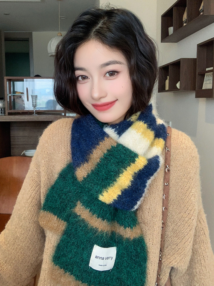Nueva Bufanda De Moda 2024 Para Mujer Cálido Estilo Coreano Versátil Estampado Geométrico Unisex Para Otoño E Invierno
