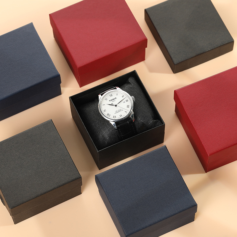 12PCS บรรจุภัณฑ์และจอแสดงผลนาฬิกากล่องของขวัญสีดํากล่องกระดาษตกแต่งสร้อยข้อมือกล่องกระดาษเครื่องประดับอุปกรณ์เสริม