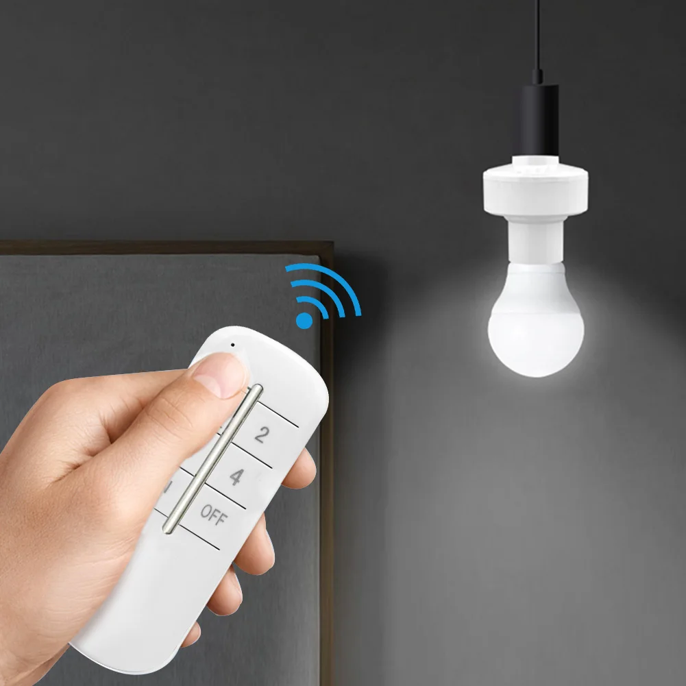 Wireless Remote Control E27 Light Socket Lamp Holder 20M Range For LED Bulbs Lamp Socket Wireless Light Switch Kit AC180-250V