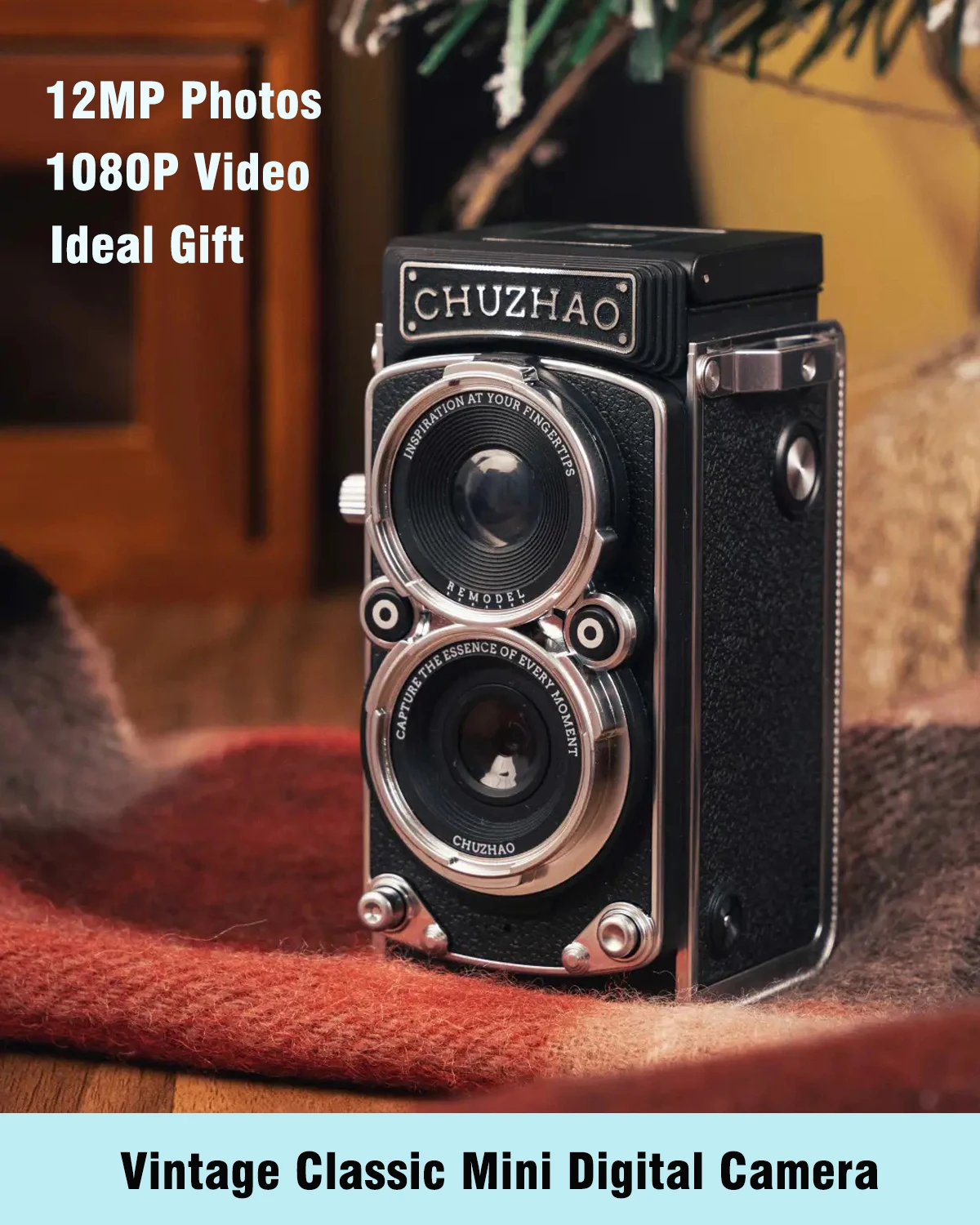 CHUZHAO Mini cámara digital vintage Autofocus 12MP, 1080P FHD Video Vlogging Cámara portátil para Navidad Cumpleaños Regalo ideal