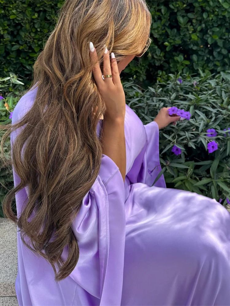 Abaya satinada brillante Eid para mujer, Abaya musulmana de lujo de Dubái, caftán Maxi, ropa islámica, 2024