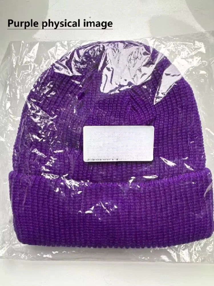 Gorro de lana sin ala cálido e informal, gorro de hip-hop Neutral informal para exteriores, gorro de punto multicolor enrollado cálido de Color sólido