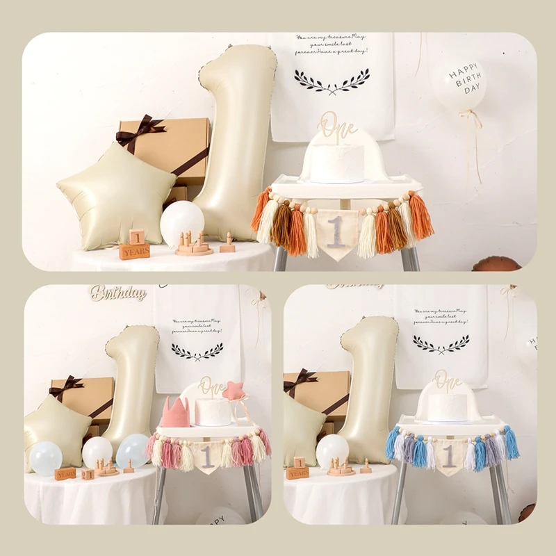 เด็กแบนเนอร์วันเกิดแฮปปี้ Handmade 1-3 ปีแบนเนอร์วันเกิดบอลลูนอุปกรณ์ตกแต่ง Growth การถ่ายภาพ Props