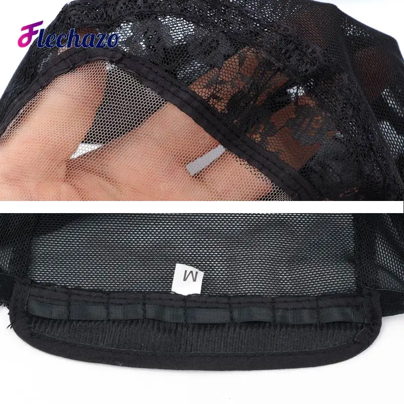 Gorro de peluca con malla frontal para hacer pelucas con correa ajustable, gorro tejido de red de encaje suizo sin pegamento para hacer pelucas con cierres frontales