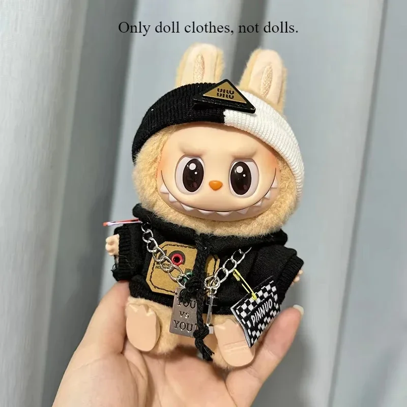 Uniwersalne kombinezony Fashion dla Labubu V1-V2 |   Ubranka dla pluszowych lalek mini 15/17 cm |   Akcesoria odzieżowe z uroczymi detalami pasków