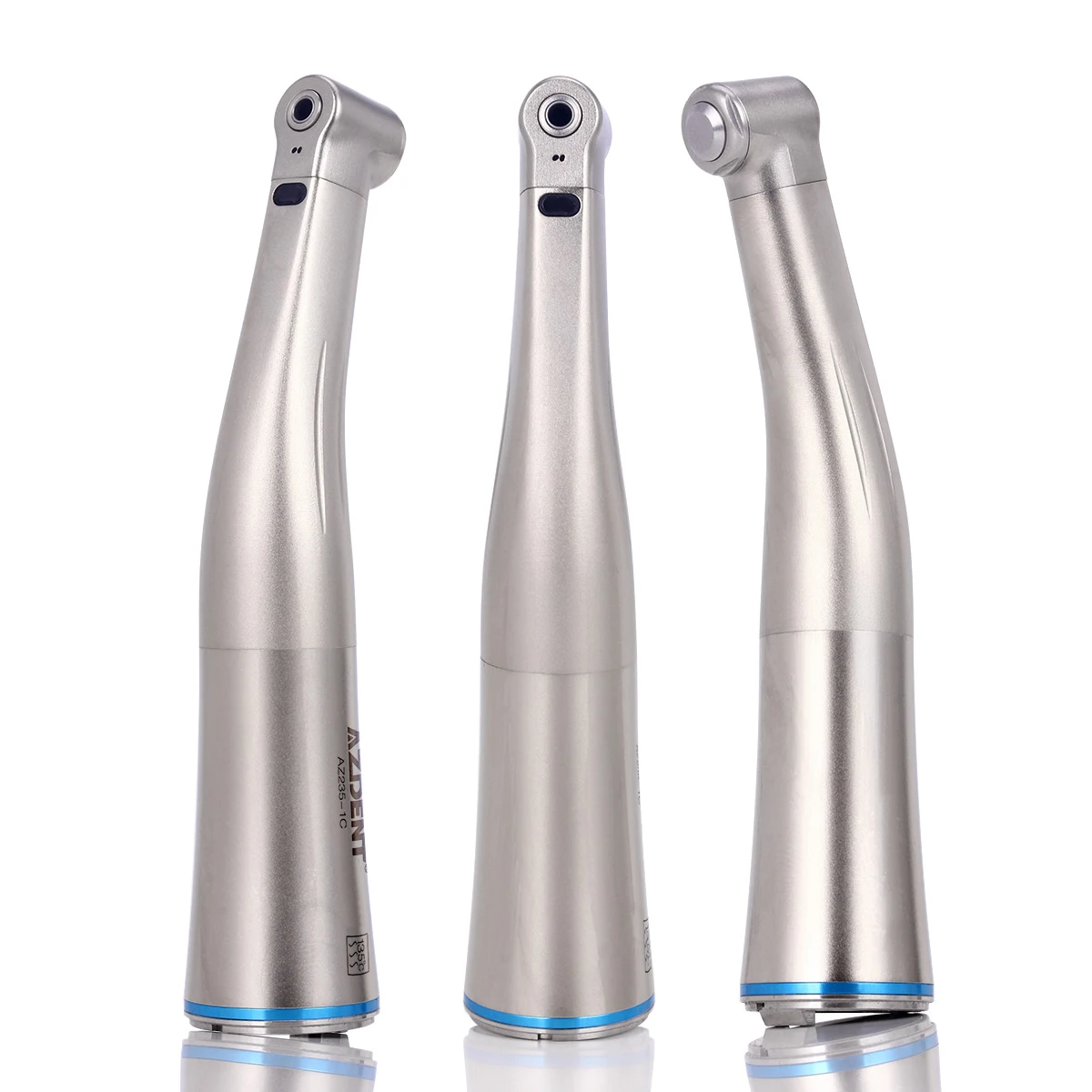 AZDENT Dental 1:1 LED Fiber Optic Handpiece Internal Water Spray Contra Angle Push Button Chuck Blue Ring Low Speed Handpiece
