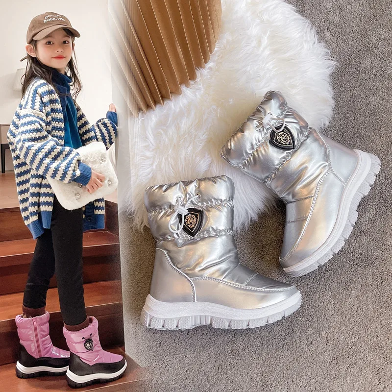 ฤดูหนาว WARM Plush เด็ก Snow BOOT กันน้ําเด็กลื่น High TOP รองเท้ากลางแจ้งหนารองเท้าผ้าฝ้ายสําหรับชายหญิง