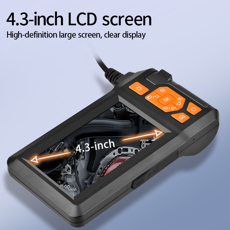 Câmera endoscópica industrial de lente dupla, vídeo digital de 4,3 polegadas, 8 mm, IP67, à prova d'água, câmera para tubo de drenagem de esgoto