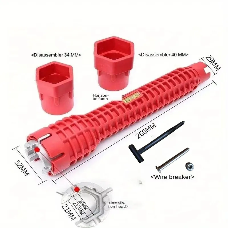 8 in 1 chiave sanitaria multifunzionale pavimento pelvico manicotto principale smontaggio rubinetto tubo lavello solo sanitario strumento di installazione