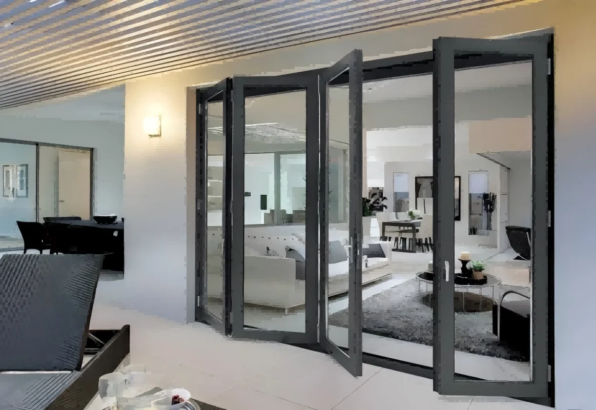 Thermal Break Aluminiumtür Bifold Patio Faltglastüren Outswing Energieeffiziente Bifold-Tür Akkordeontüren
