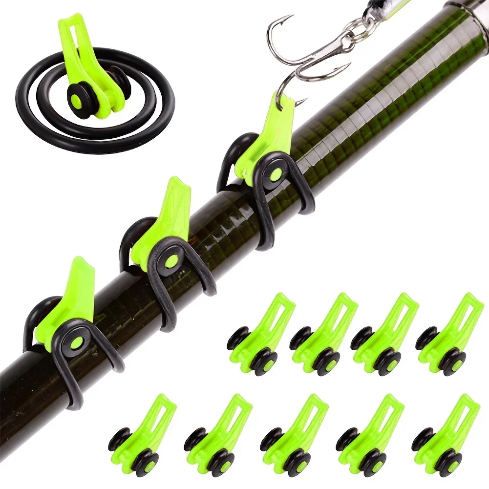 10 pz/lotto Canna Da Pesca Pole Gancio Keeper - Anello Sicuro In Silicone Iso Tenere Esche e Maschere per la Pesca Sicura e Facile