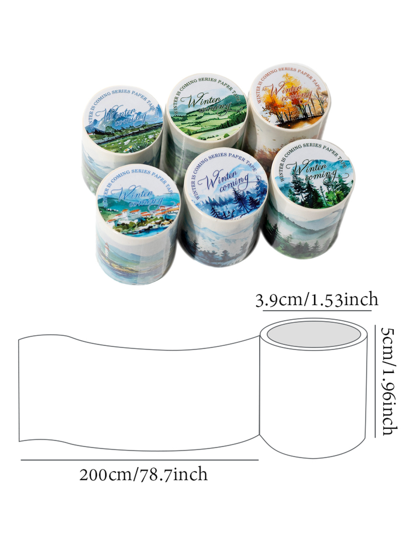 6Style 1Roll/pack Winter is coming series die-cutting tape for DIY handbook glass mugs and water cups decoration