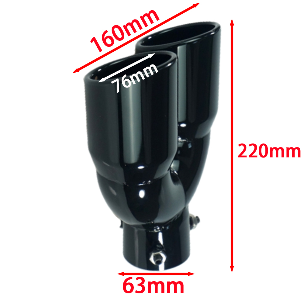 ユニバーサル 63 ミリメートル車の入口ダブルバレルリア排気先端テールパイプマフラーブラックチタン出口ステンレス鋼カーアクセサリー