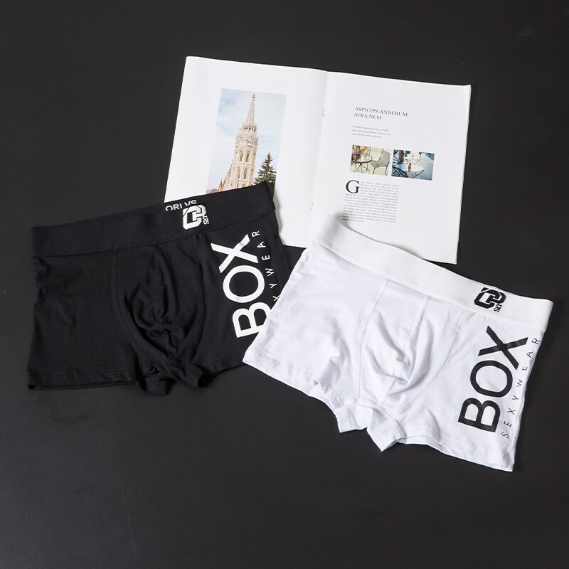 ORLVS Herren Boxer Sexy Unterwäsche Weiche Lange Boxershorts Baumwolle Weiche Unterhose Männliche Höschen 3D Beutel Shorts Unter Tragen Hosen Kurze