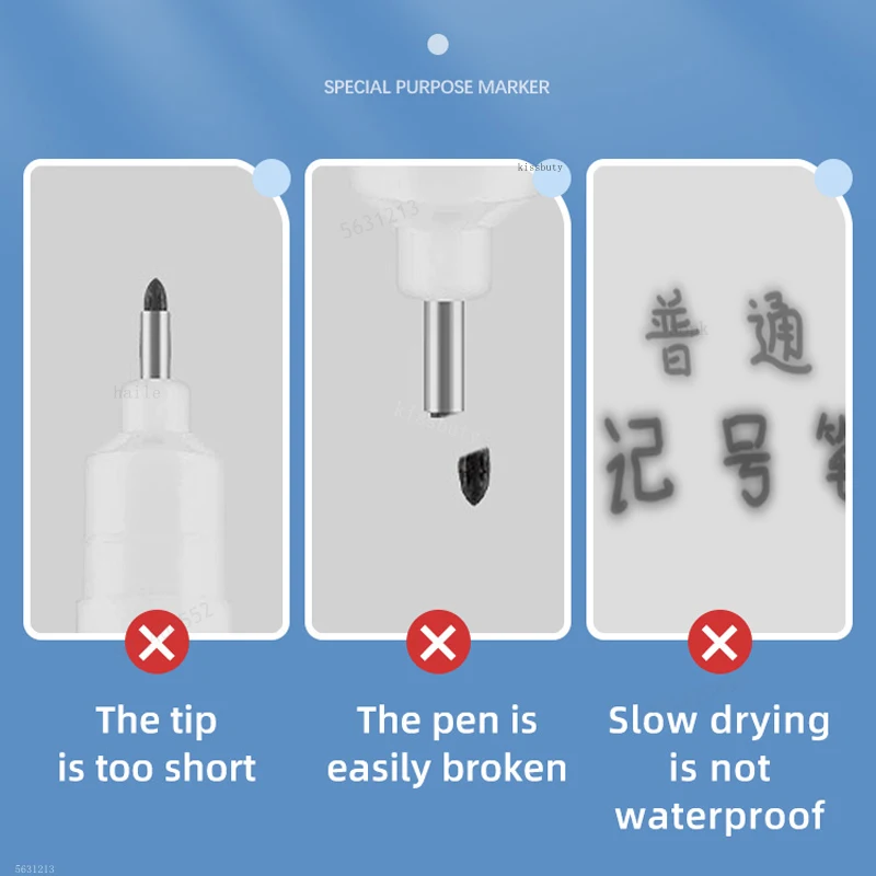 8 ชิ้น/เซ็ต Perforating 20 มม.หลุมลึกยาวหัว Nib Markers สําหรับปากกาโลหะกันน้ําห้องน้ําไม้ตกแต่งอเนกประสงค์