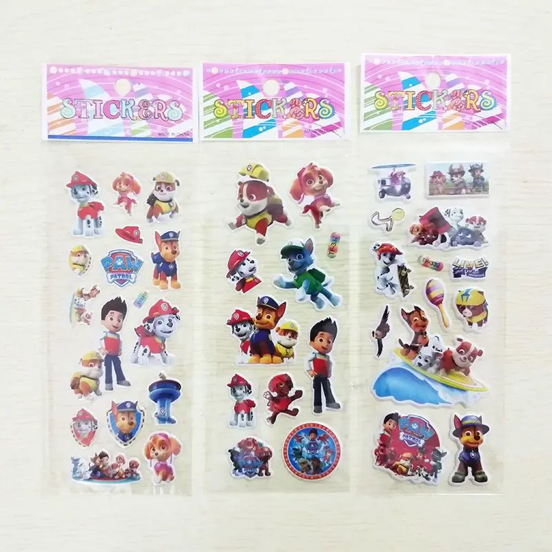 6/12PCS Paw Patrol สุนัขของเล่นสติกเกอร์ 3D เด็กอะนิเมะการ์ตูน Bubble Paste Thicken สติกเกอร์รางวัลของเล่นเด็กของขวัญ