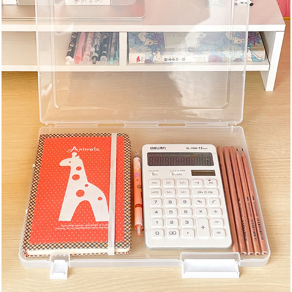 กล่องจัดระเบียบเอกสารแบบกันน้ำและกันฝุ่นกล่องจัดประเภทเอกสารแบบพกพาโปร่งใสกล่องเก็บเอกสาร A4