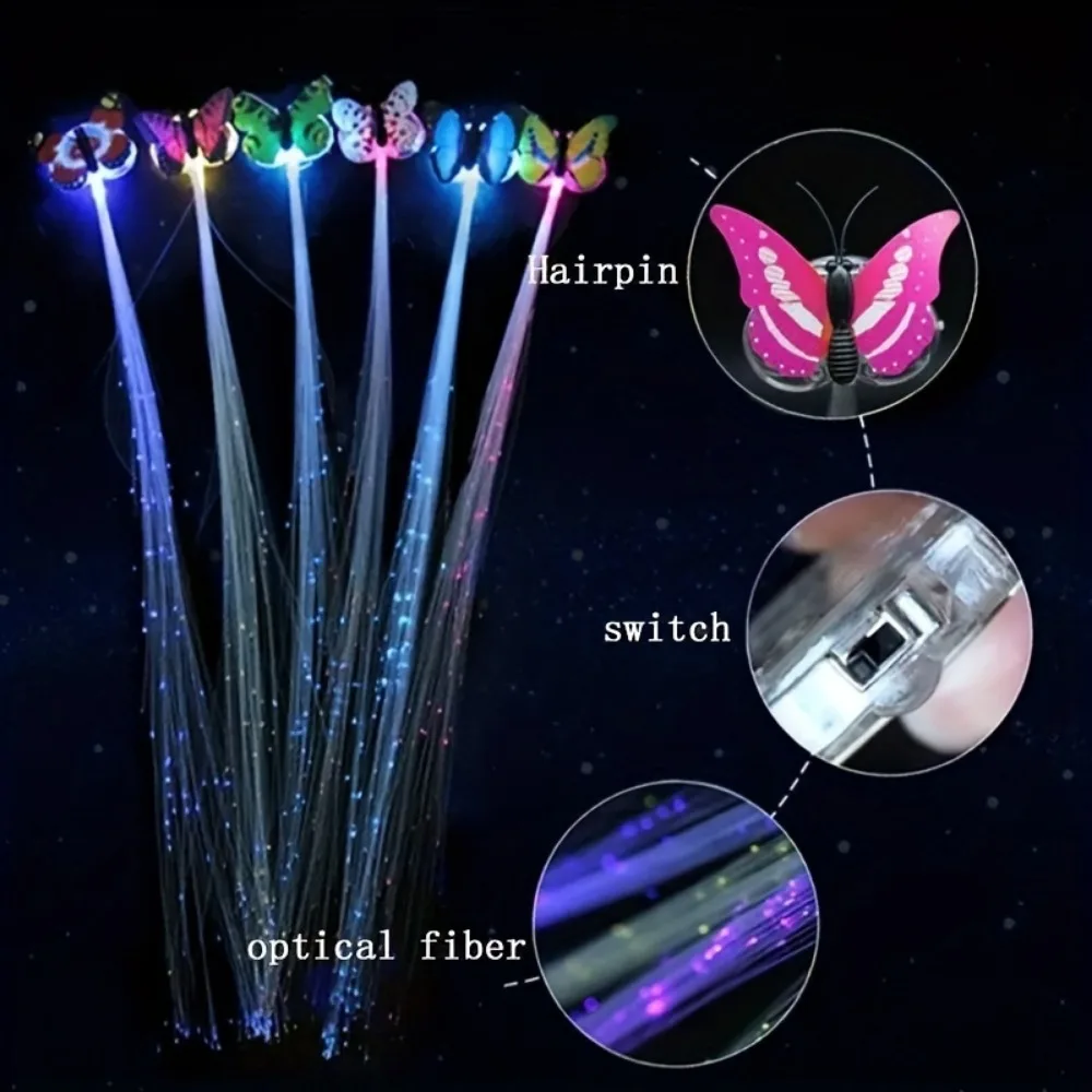 5 pezzi di luci colorate a farfalla trecce parrucca accessori per capelli da festa per donna colore casuale