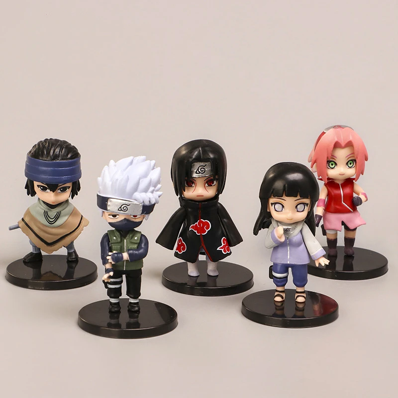 Quente 12 pçs/set anime naruto shippuden hinata sasuke itachi kakashi gaara figura brinquedos q versão pvc estatueta modelo bonecas presentes