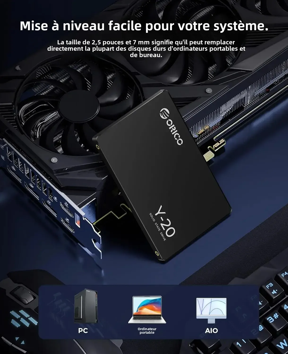 ORICO SATA III SSD 2.5 "disque SSD interne 3D NAND 512GB 1 to 2 to 4 to jusqu'à 550 mo/s pour mettre à niveau PC ordinateurs portables Y20