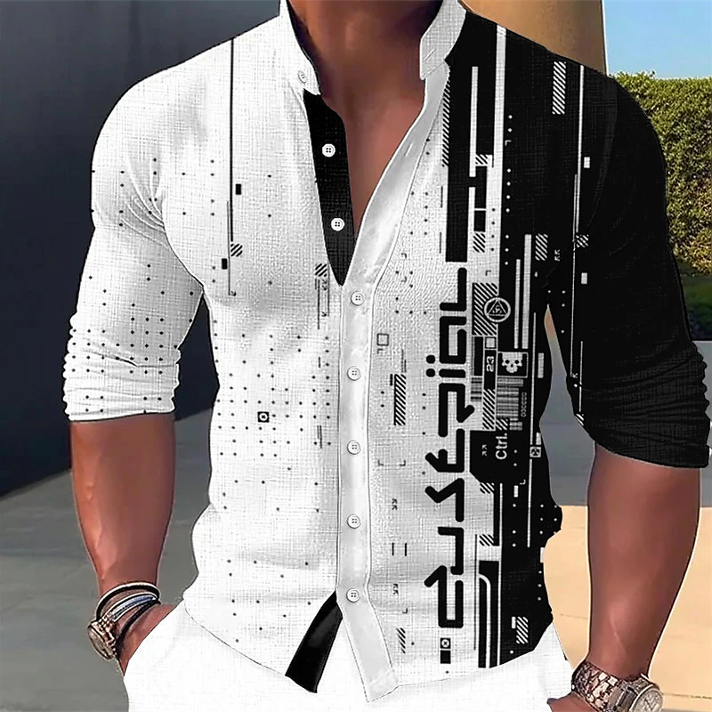 Camisas ligeras de lujo a la moda para hombre, camisas con una botonadura, camisetas de manga larga estampadas con patrón, ropa para hombre, Cardi de graduación 2024