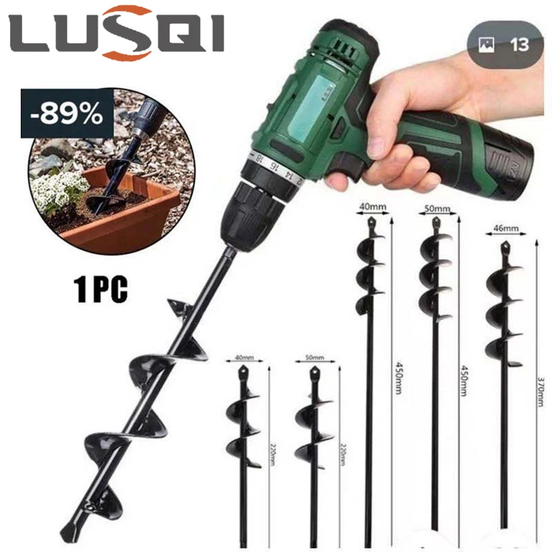 LUSQI 1pc,Ground Drill Garden Loose Soil Planting Flower Drill Bit Garden Vegetable Digging Twist Drill Screwdriver Twist Drill