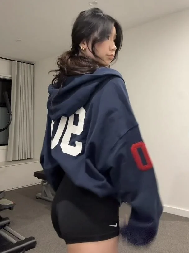자수 카디건 루즈핏 두꺼운 긴팔 후드 여성용 아메리칸 스타일 자수 안감 후드 여성용 아메리칸 스타일 카디건 카디건