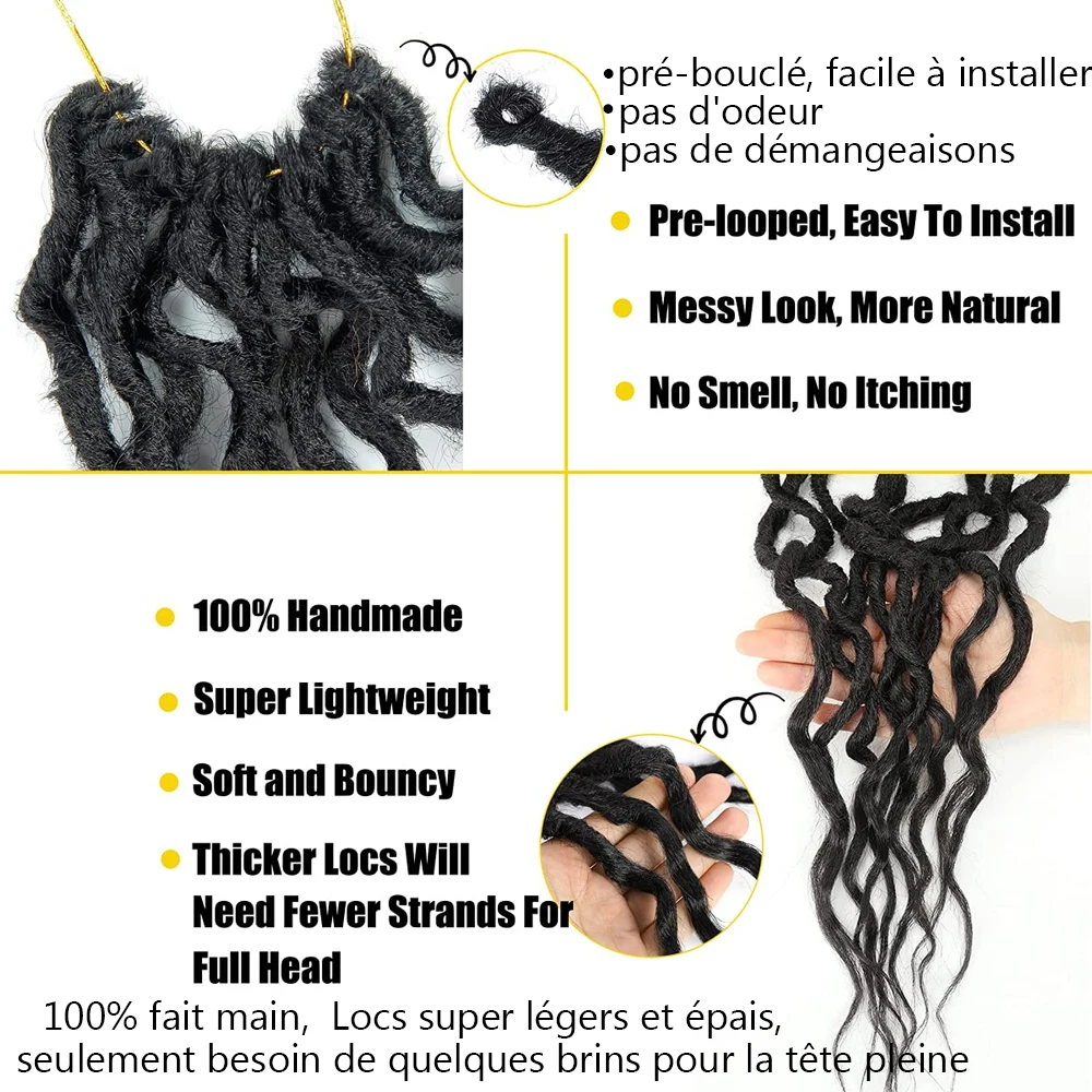 Mới Nữ Thần Locs Lượn Sóng Giả Locs Móc Tóc Với Rời Lượn Sóng Kết Thúc Trước Lượn Vòng Tổng Hợp Dây Bèo Phần Mở Rộng Dài Móng Gẩy Dày SOKI