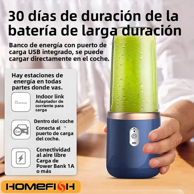 Licuadora exprimidora portátil, exprimidor de frutas eléctrico de 400ml, carga USB, taza de jugo de fruta de naranja y limón, máquina licuadora de batidos, 2 tazas