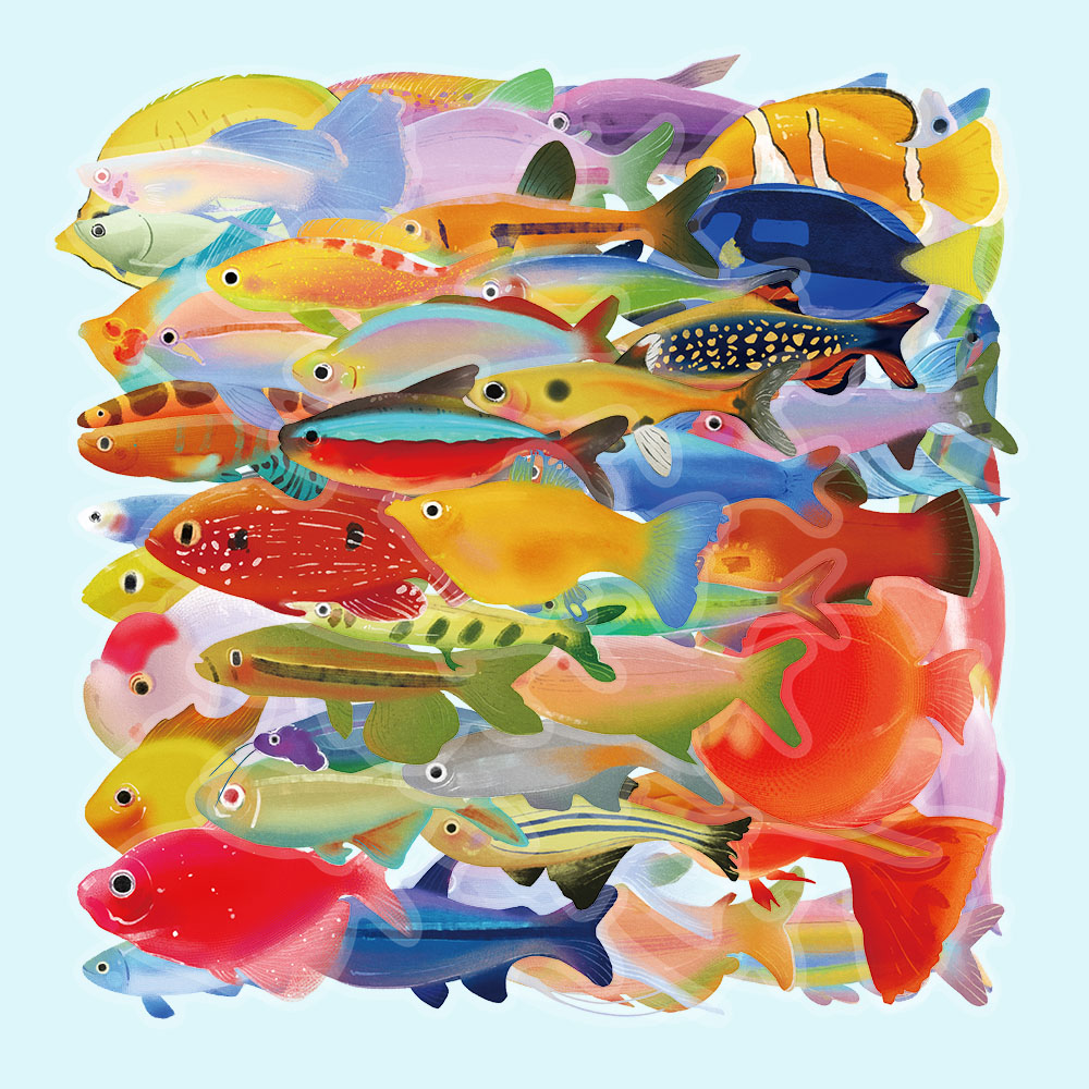 50 sztuk kreatywne malowanie zdjęć tropikalna ryba plastikowe naklejki wykwintne zwierzę morskie ozdobne ryby Graffiti naklejki DIY