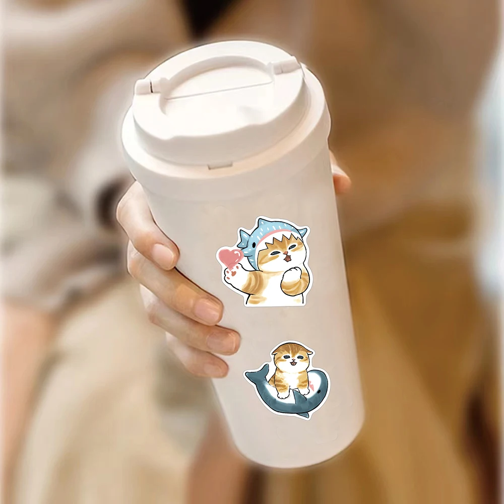 10/30/50PCS น่ารัก Shark Hooded Fun Cat สติ๊กเกอร์ตกแต่งกระเป๋าเดินทาง Scrapbooking แล็ปท็อปโทรศัพท์เครื่องเขียนของเล่นของขวัญ