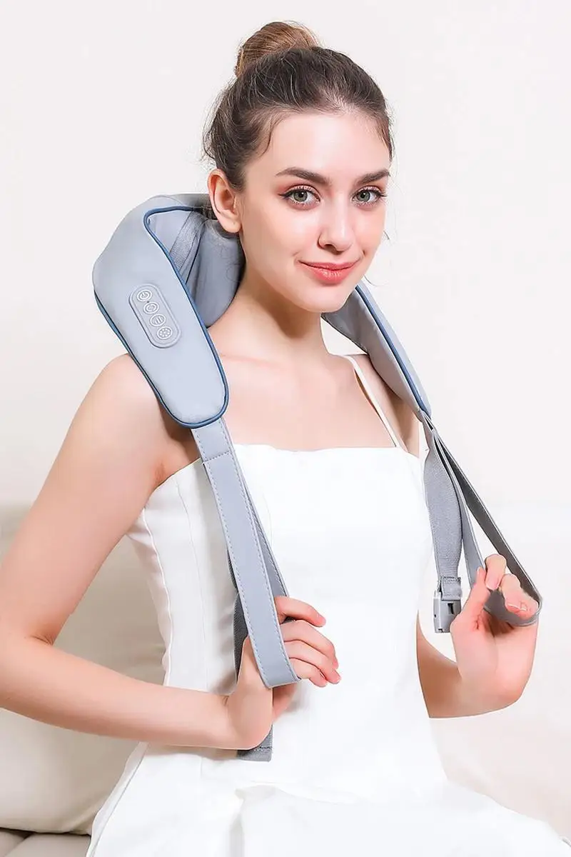 Multi-funcional pescoço e ombro massageador em forma de u tecido profundo shiatsu compressa de ar elétrica amassar massageador traseiro
