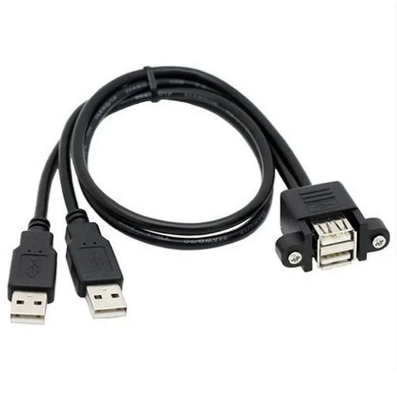デュアルポート USB 2.0 A オス - メス M/F 延長ネジロックパネルマウントケーブル 50 センチメートル 30 センチメートル 100 センチメートル