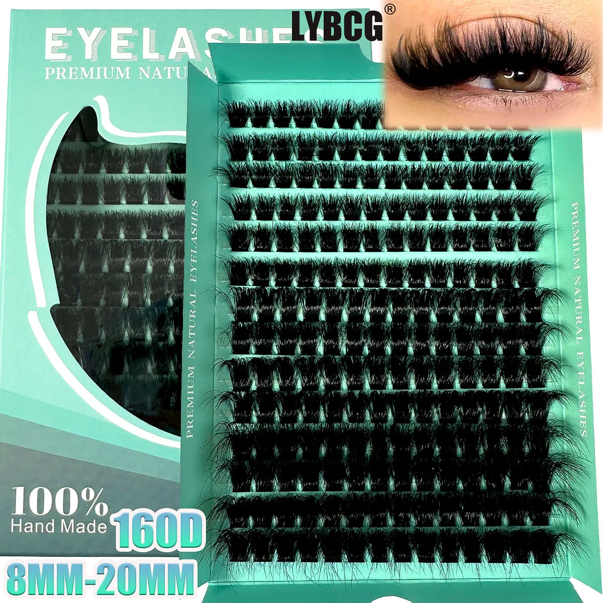 160D 8-20mm 5D esponjoso grueso suave Individual DIY grupos extensión de pestañas D Curl 280 Uds herramientas de maquillaje de pestañas segmentadas naturales