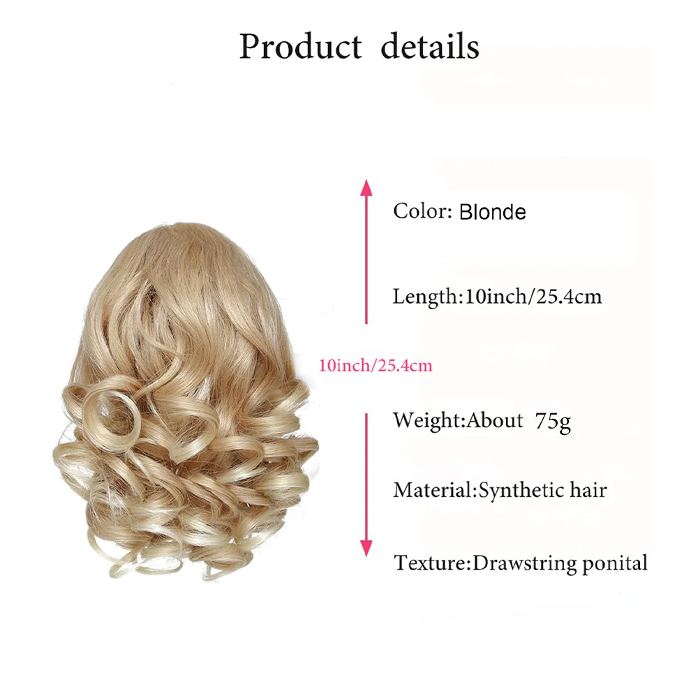 Grampo sintético curto dos extensões do rabo de cavalo do cordão encaracolado em extensões do cabelo elegante para o uso diário