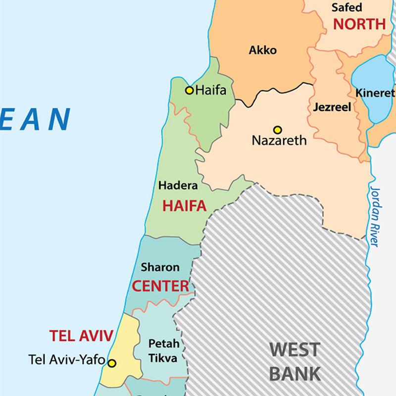 100*150Cm Israel Bản Đồ Hành Chính Trong Tiếng Anh Không Dệt Vải Canvas Tranh Nghệ Thuật Treo Tường Áp Phích Trang Trí Nhà đồ Dùng Học Tập