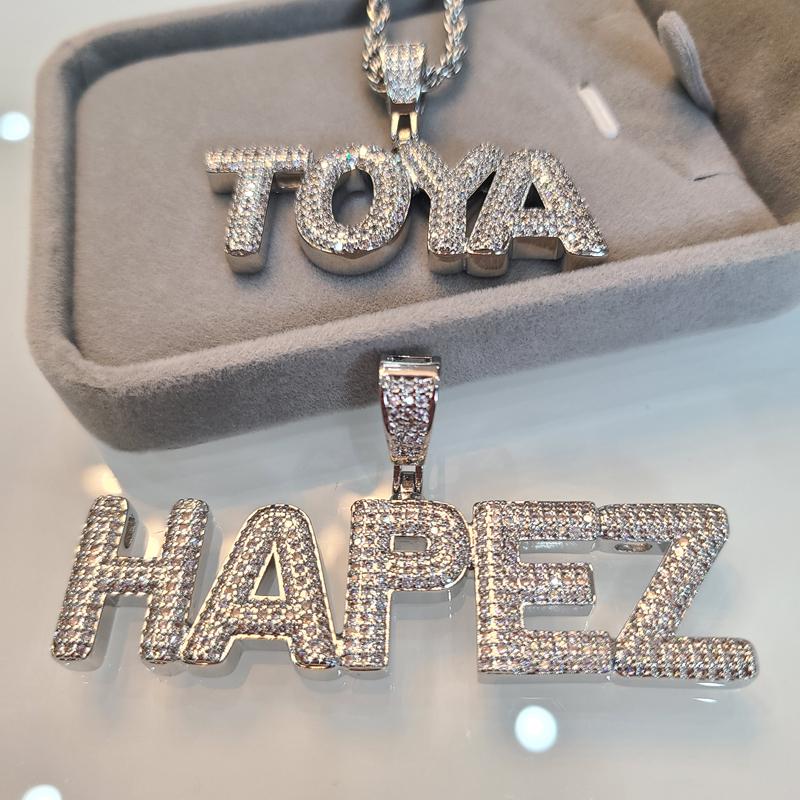 Custom Name Necklaces Personalized Word Pendants Bubble Hip Hop Jewelry Drop Shipping Factory Directly