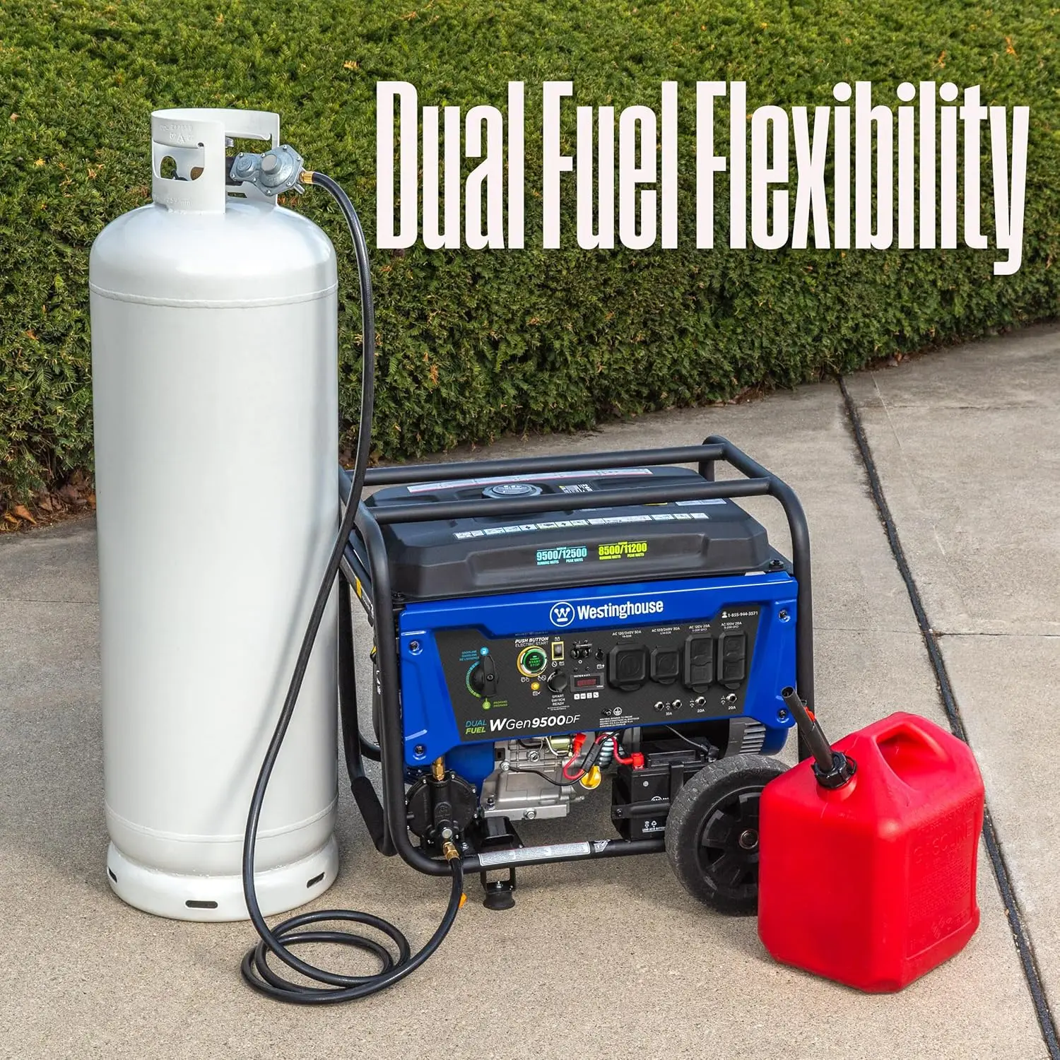 Portable Generator, Remote Electric Start, Transfer Switch Ready, Gas and Propane Powered