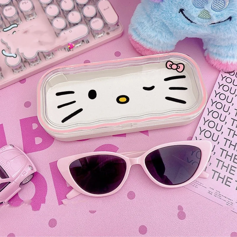 Sanrio Hello Kitty Bril Opbergdoos Anime Kawaii Leuke Cartoon Girly Hart Zonnebril Beschermhoes Cadeaus voor meisjes