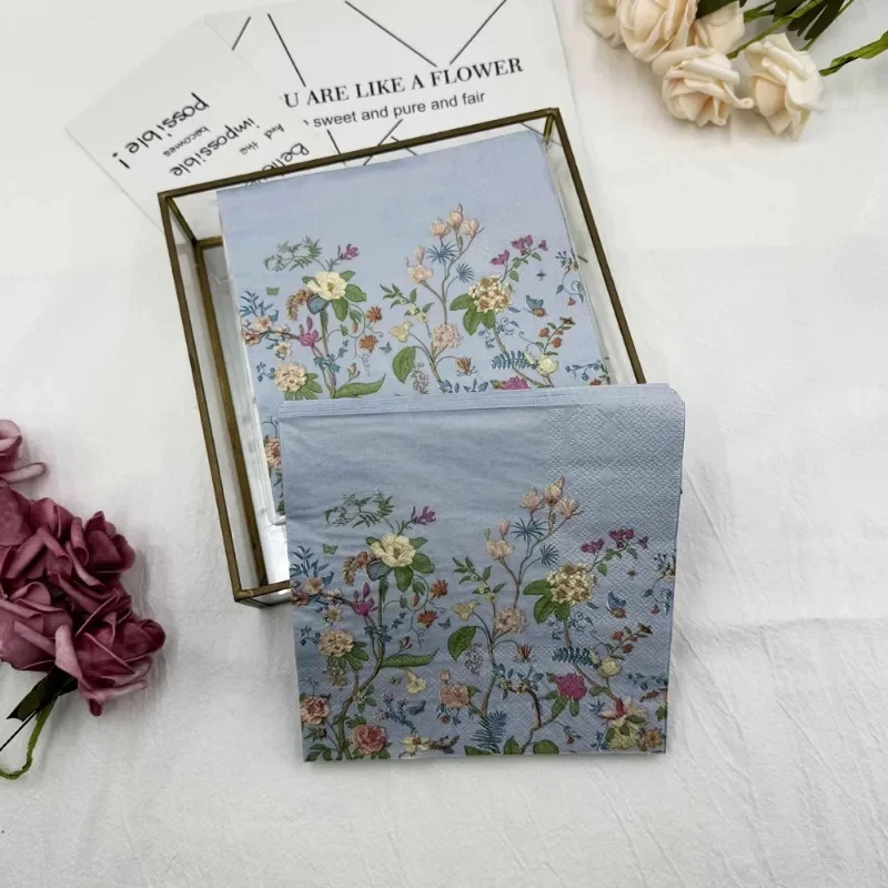 20 pièces/paquet 33cm serviettes imprimées Premium coloré Floral serviettes en papier fête d'anniversaire napperon papier papillon os Bart papier