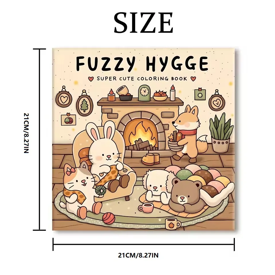 Książka do kolorowania FUZZY HYGGE Bold-easy Patterns dla dorosłych Śliczna książka do rysowania Idealny prezent na przyjęcie i urodziny