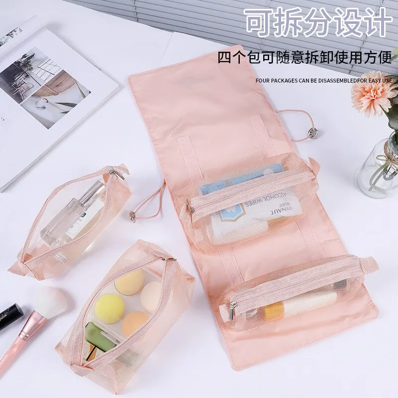 Detachable4 하나의 메이크업 가방 다기능 및 미니멀리스트 여행 여성의 접이식 여행 화장품 보관 및 세탁 가방