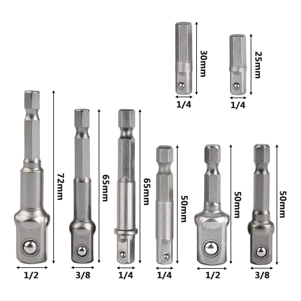 Mũi Khoan Ổ Cắm Adapter Máy Khoan Tác Động Nối Dài Bit Ổ Cắm Adapter 1/4 ''3/8'' 1/2 ''Đầu Vuông 1/4'' Lục Giác vỏ Máy Khoan Bộ Dụng Cụ
