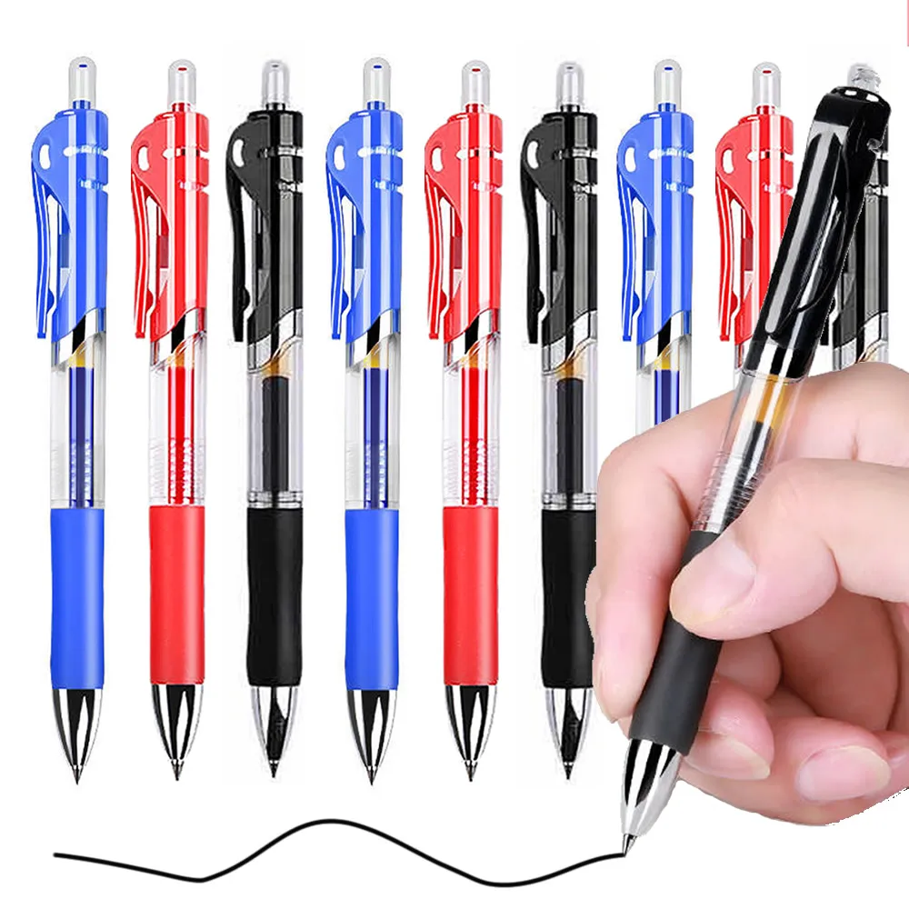Einziehbare 0,5 mm Gelschreiber mit roter, blauer und schwarzer Tinte, farbig, ästhetisch, Schreibwaren, Stiftzubehör, Kugelschreiber und Büro, Bleistifte, Schreiben, Schule
